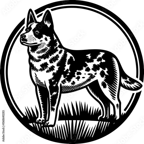 Australian Cattle Dog Logo Design - Loyal and Energetic Herding Dog Emblem