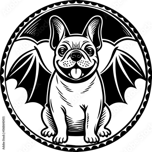Charming French Bulldog Dog Logo Design - Adorable and Playful Canine Emblem