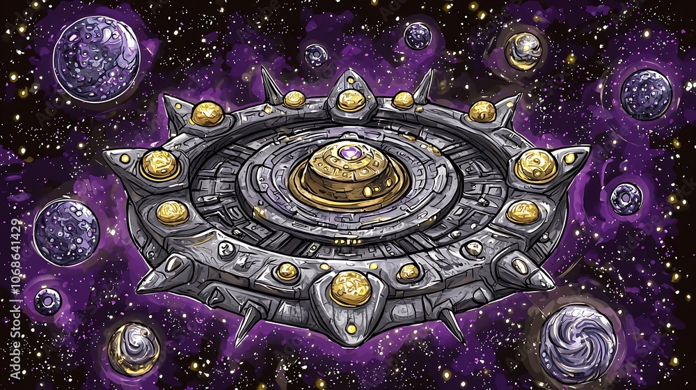 Futuristic Spaceship Soaring Through the Galaxy. Futuristic Spaceship Soaring Through the Galaxy.