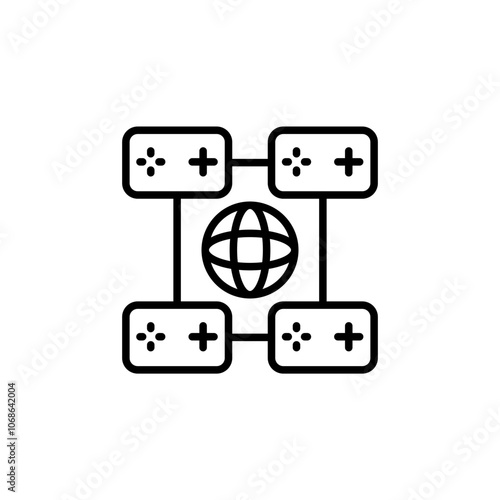 Multiplayer games outline icons, minimalist vector illustration ,simple transparent graphic element .Isolated on white background