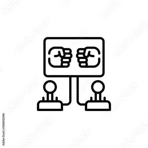 Multiplayer games outline icons, minimalist vector illustration ,simple transparent graphic element .Isolated on white background