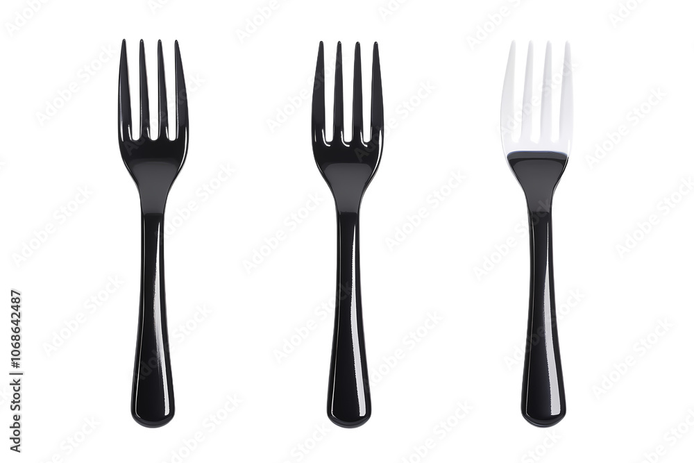Three Different Fork Designs on White Background Three Different Fork Designs on White Background