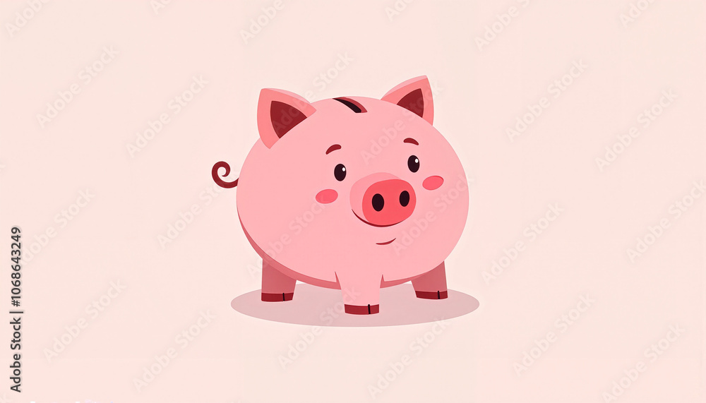 Pink piggy bank on beige background, savings concept Pink piggy bank on beige background, savings concept