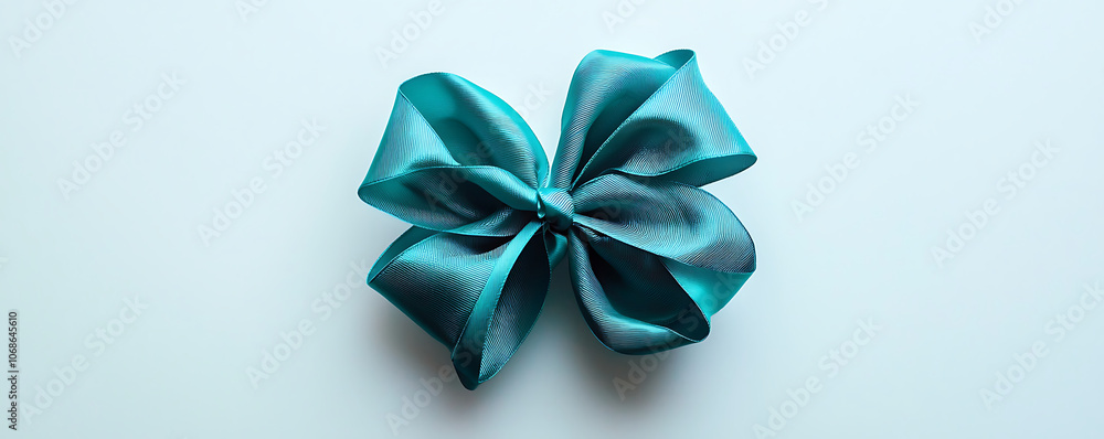 Turquoise ribbon bow on white background for decoration Turquoise ribbon bow on white background for decoration