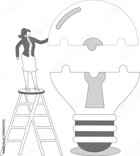 Excellent Solution, Inspiration, Intelligence, Jigsaw Piece, Businesswoman