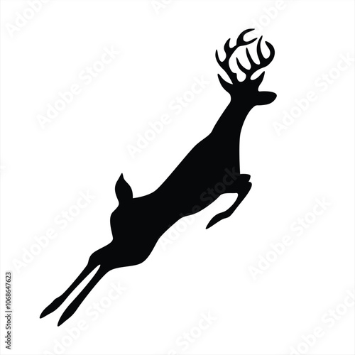 Stag Running Silhouette: Minimalist Vector. Collection of Deer Pose. Perfect for Logo, Design, and More.