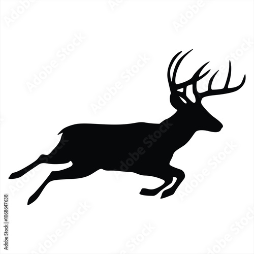 Stag Running Silhouette: Minimalist Vector. Collection of Deer Pose. Perfect for Logo, Design, and More.
