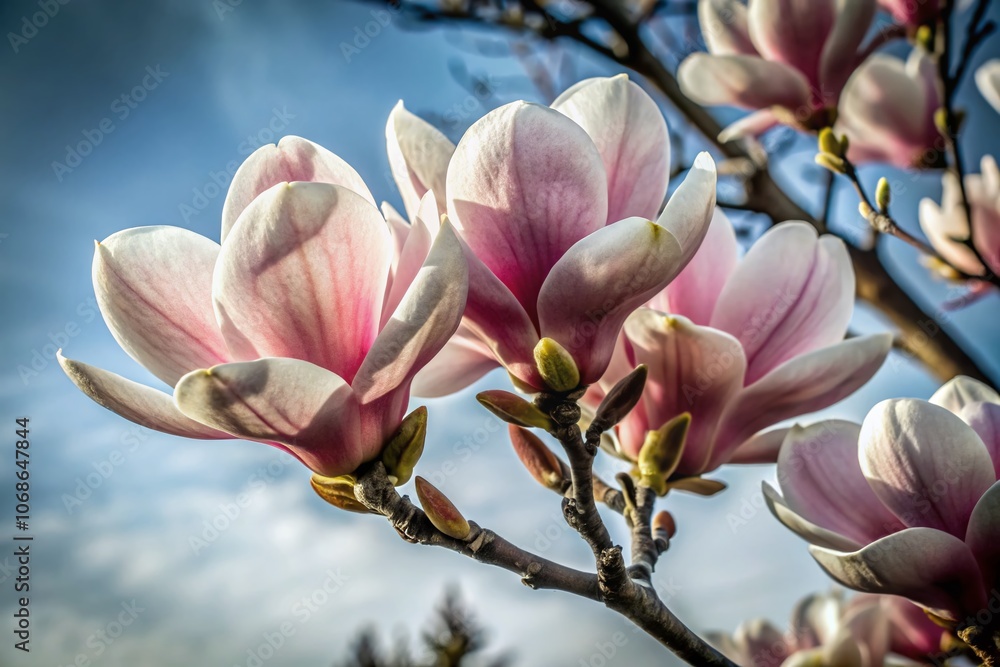 Tender Spring Pink Magnolia Flower Isolated on White Background - Beautiful Floral Image for Home Decor, Greeting Cards, and Nature Themes Tender Spring Pink Magnolia Flower Isolated on White Background - Beautiful Floral Image for Home Decor, Greeting Cards, and Nature Themes