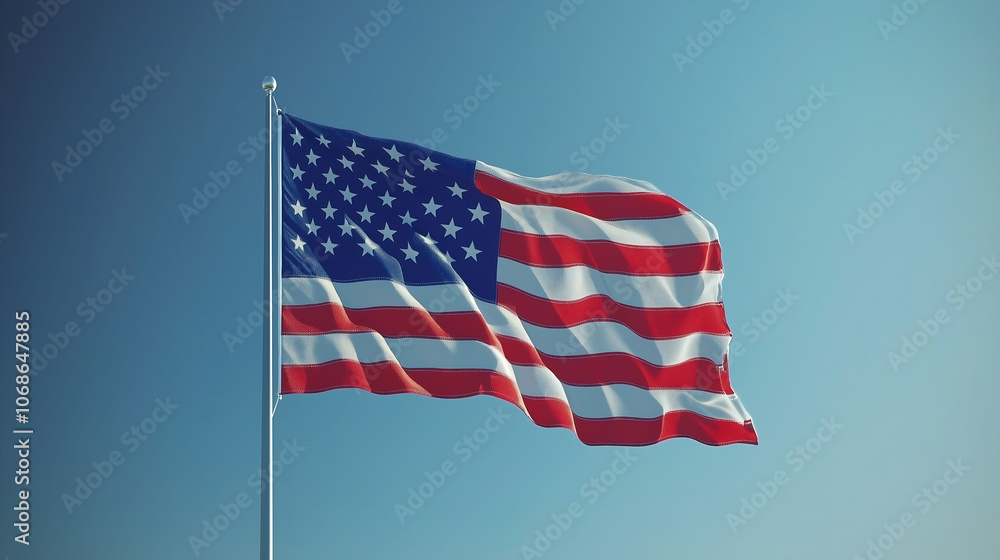 Obraz premium american flag on blue sky