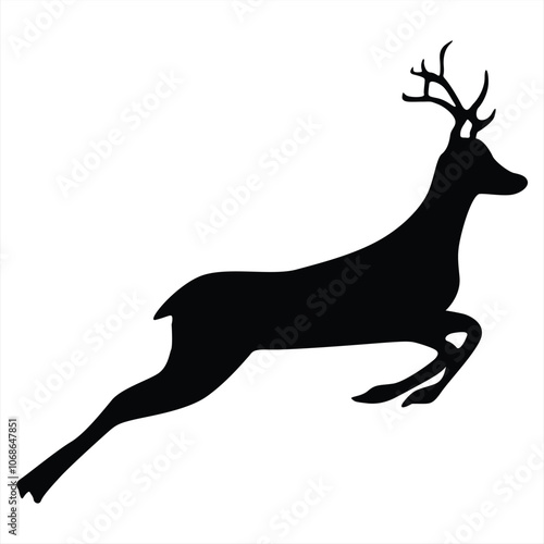 Stag Running Silhouette: Minimalist Vector. Collection of Deer Pose. Perfect for Logo, Design, and More.