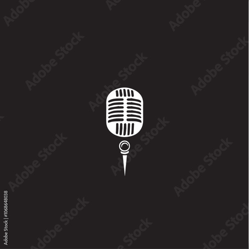 Microphone In cartoon, hand-drawn flat style. image for social media, websites and UI. Isolated 2D vector design in logo, icon, sketch style, simple line vector, single color. AI Generative Art.