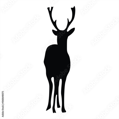 Stag Standing Silhouette: Minimalist Vector. Collection of Deer Pose. Perfect for Logo, Design, and More.