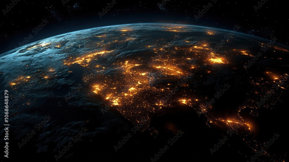 planet earth viewed from space at night, showcasing a mesmerizing array of city lights twinkling across continents, illustrating the vibrant life of people on the planet planet earth viewed from space at night, showcasing a mesmerizing array of city lights twinkling across continents, illustrating the vibrant life of people on the planet