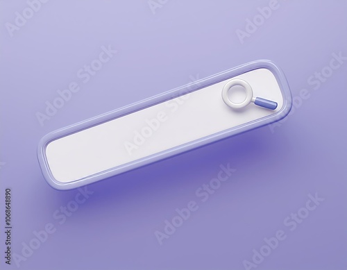 3D purple search bar with a magnifying glass