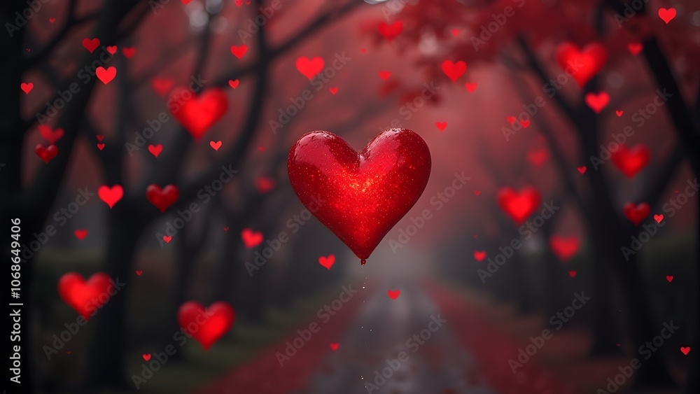 a rain of red hearts on a dark background a rain of red hearts on a dark background