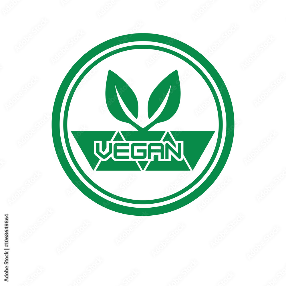 Eco-Friendly Vegan Logo: Green Circle with Leaf Forming 'V'. Eco-Friendly Vegan Logo: Green Circle with Leaf Forming 'V'.