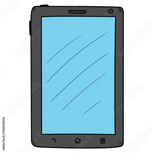 Hand drawn cartoon tablet on white background.