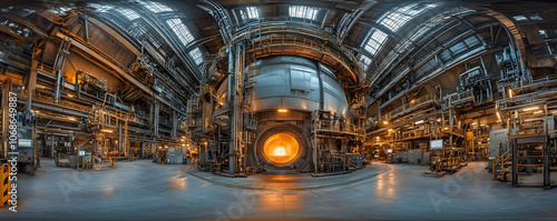 Photo - Industrial Furnace Interior, Manufacturing Plant Panorama
