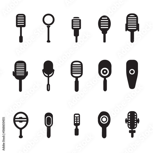 Microphone In cartoon, hand-drawn flat style. image for social media, websites and UI. Isolated 2D vector design in logo, icon, sketch style, simple line vector, single color. AI Generative Art.