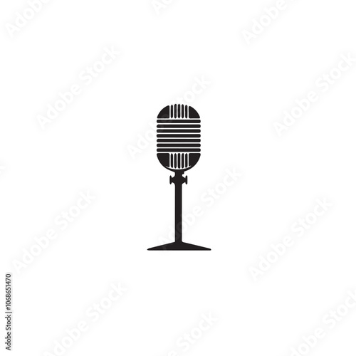 Microphone In cartoon, hand-drawn flat style. image for social media, websites and UI. Isolated 2D vector design in logo, icon, sketch style, simple line vector, single color. AI Generative Art.