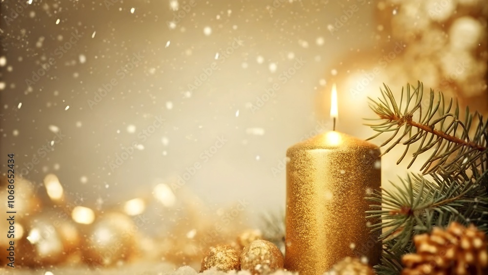 Christmas background with candle and decorations. Christmas background with candle and decorations.