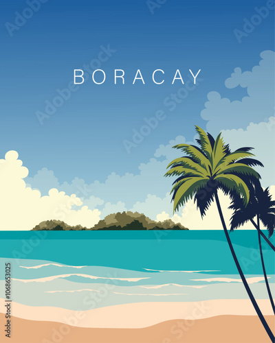 Boracau Philippines travel poster, banner, postcard