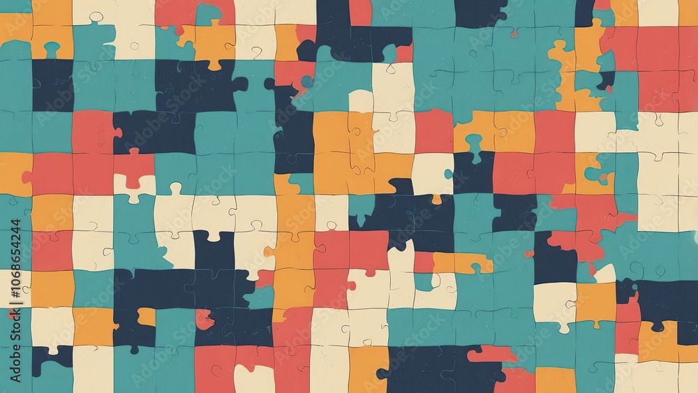 Fototapeta premium Abstract puzzle background in retro colors