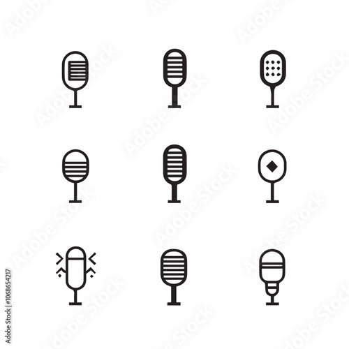 Microphone In cartoon, hand-drawn flat style. image for social media, websites and UI. Isolated 2D vector design in logo, icon, sketch style, simple line vector, single color. AI Generative Art.