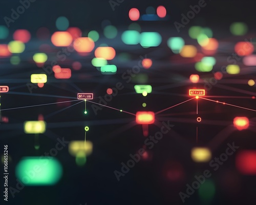 Glowing Web of Interconnected Phrases Sentiment Analysis Concept with Algorithm