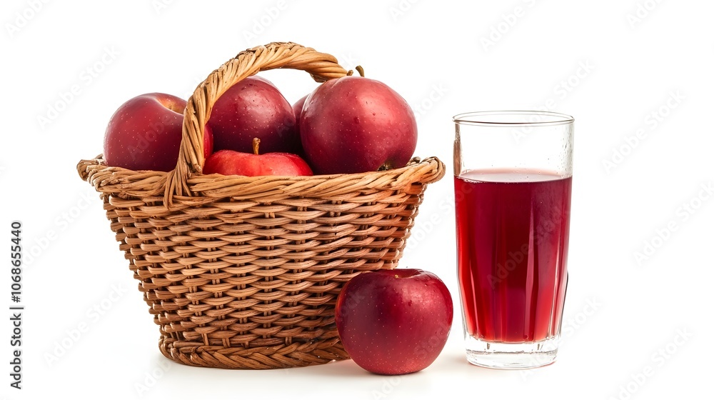 Fresh Red Apples Healthy Juice Basket Natural Refreshing Drink Fresh Red Apples Healthy Juice Basket Natural Refreshing Drink