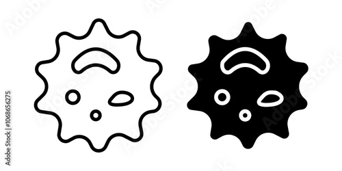 White blood cell icon in black outlined and solid.