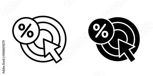 Click through rate icon in black outlined and solid.