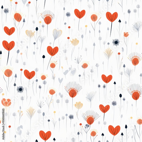 Heart and floral pattern design for print and cards