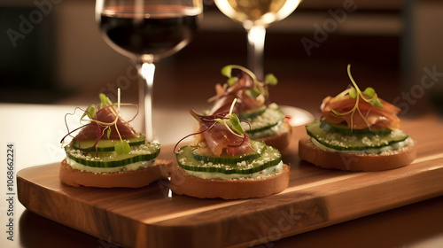 Photo Appetizers Cucumber Prosciutto Crostini Wine Pairing