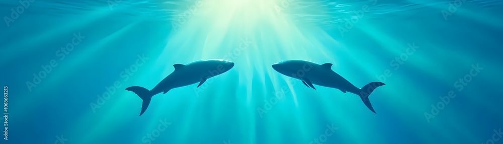 Fototapeta premium Two Divers Exploring a Vibrant Kelp Forest