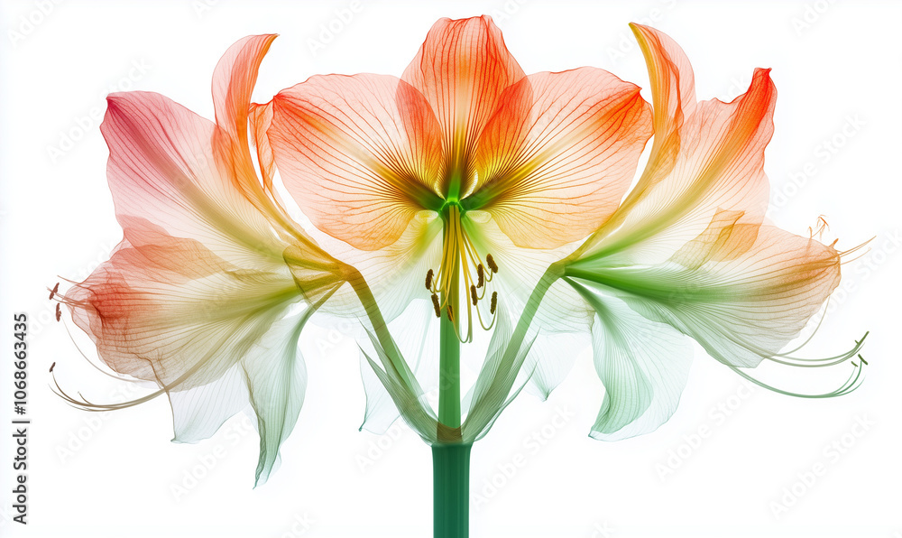 X-Ray Floral Stock Photo – Transparent Amarylis on White Background | Botanical Photography X-Ray Floral Stock Photo – Transparent Amarylis on White Background | Botanical Photography