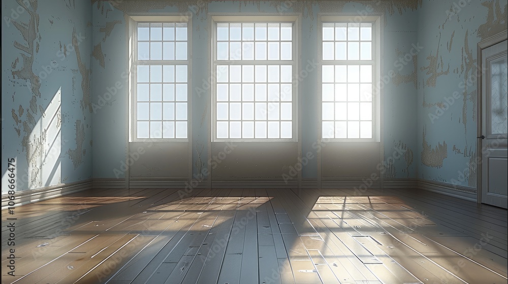 Empty room. wooden flooring and soft shadows from large windows. Empty room. wooden flooring and soft shadows from large windows.