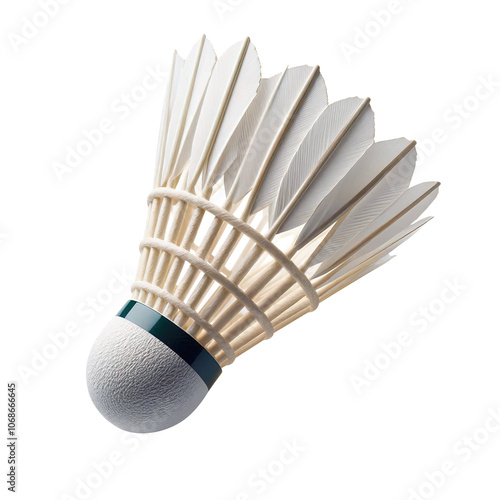 Feather badminton shuttlecock isolated on white background