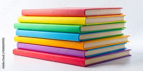 Wallpaper Mural Vibrant Stacked Colorful Hardcover Books on White Background - Aesthetic Book Photography for Creative Spaces, Home Decor, and Educational Themes Torontodigital.ca