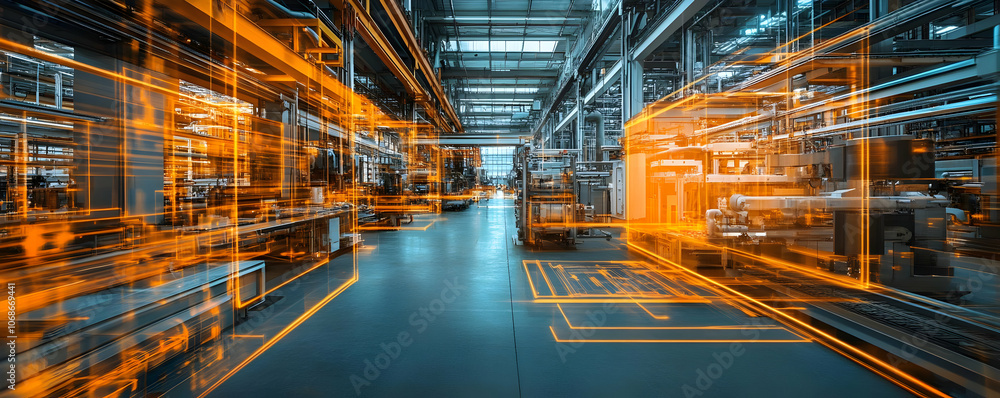 Obraz premium Illustration - Smart Factory Automation Manufacturing Industry 4.0