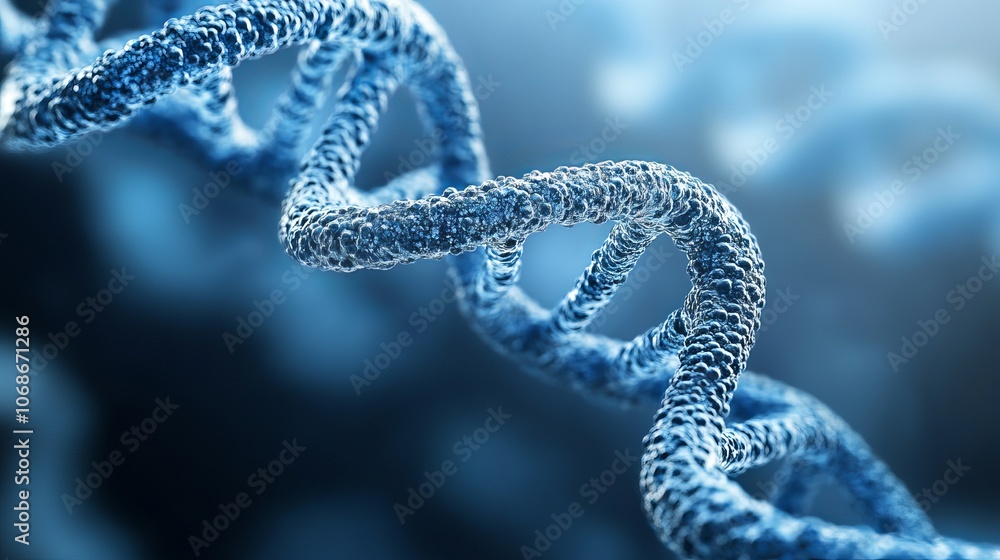 Close-Up Image of Blue DNA Helix Structure Close-Up Image of Blue DNA Helix Structure