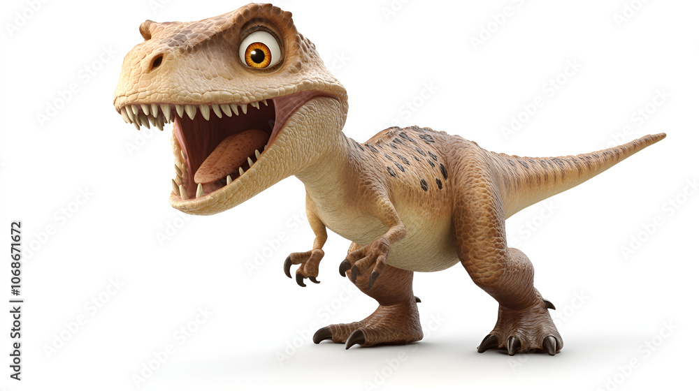 Naklejka premium cartoon animal background featuring a cartoon dinosaur in the style of bill , dinosaur on a white background, a cute animated dinosaur cartoon with an open mouth is depicted on a white background 