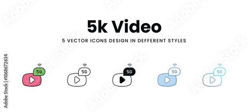 5k Video vector icons set stock illustration