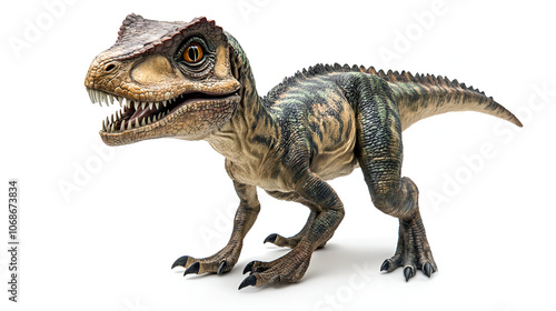 Dinosaur with its mouth open and it's mouth wide open , Dinosaur T-rex isolated on white background , T-Rex dinosaur isolated on a white background 