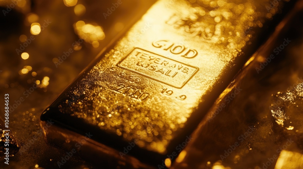 A high-quality gold bar shimmering under soft lighting, showcasing its fine details, symbolizing financial security and opulence. A high-quality gold bar shimmering under soft lighting, showcasing its fine details, symbolizing financial security and opulence.