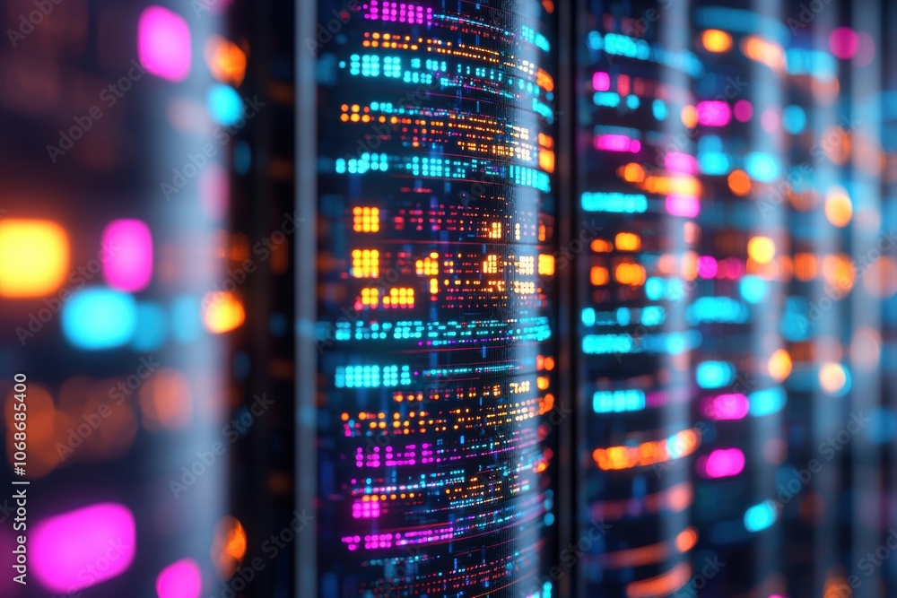 Vibrant Digital Storage Concept in Hologram Style Vibrant Digital Storage Concept in Hologram Style