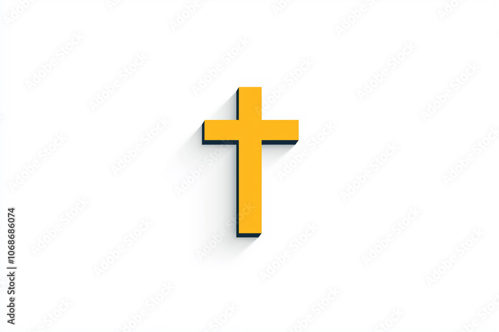 Simple yellow cross icon with shadow on a white background, symbolizing Christian faith, spirituality, and hope. Ideal for religious and inspirational themes. Simple yellow cross icon with shadow on a white background, symbolizing Christian faith, spirituality, and hope. Ideal for religious and inspirational themes.