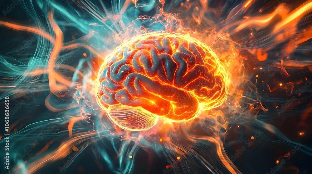 Explosive Ideation A Brain Surging with Abstract Energy and Creativity Explosive Ideation A Brain Surging with Abstract Energy and Creativity