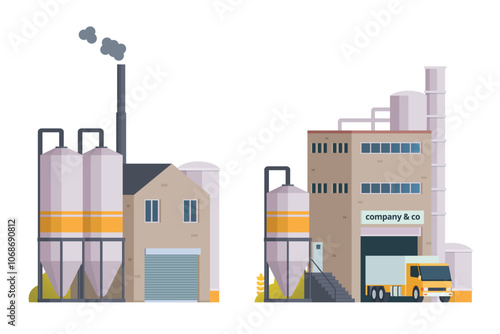 Factory building vector illustration, element for city, infographic and industry illustration