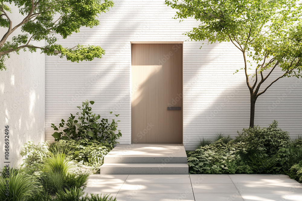 Fototapeta premium モダンな家と植栽のイメージ